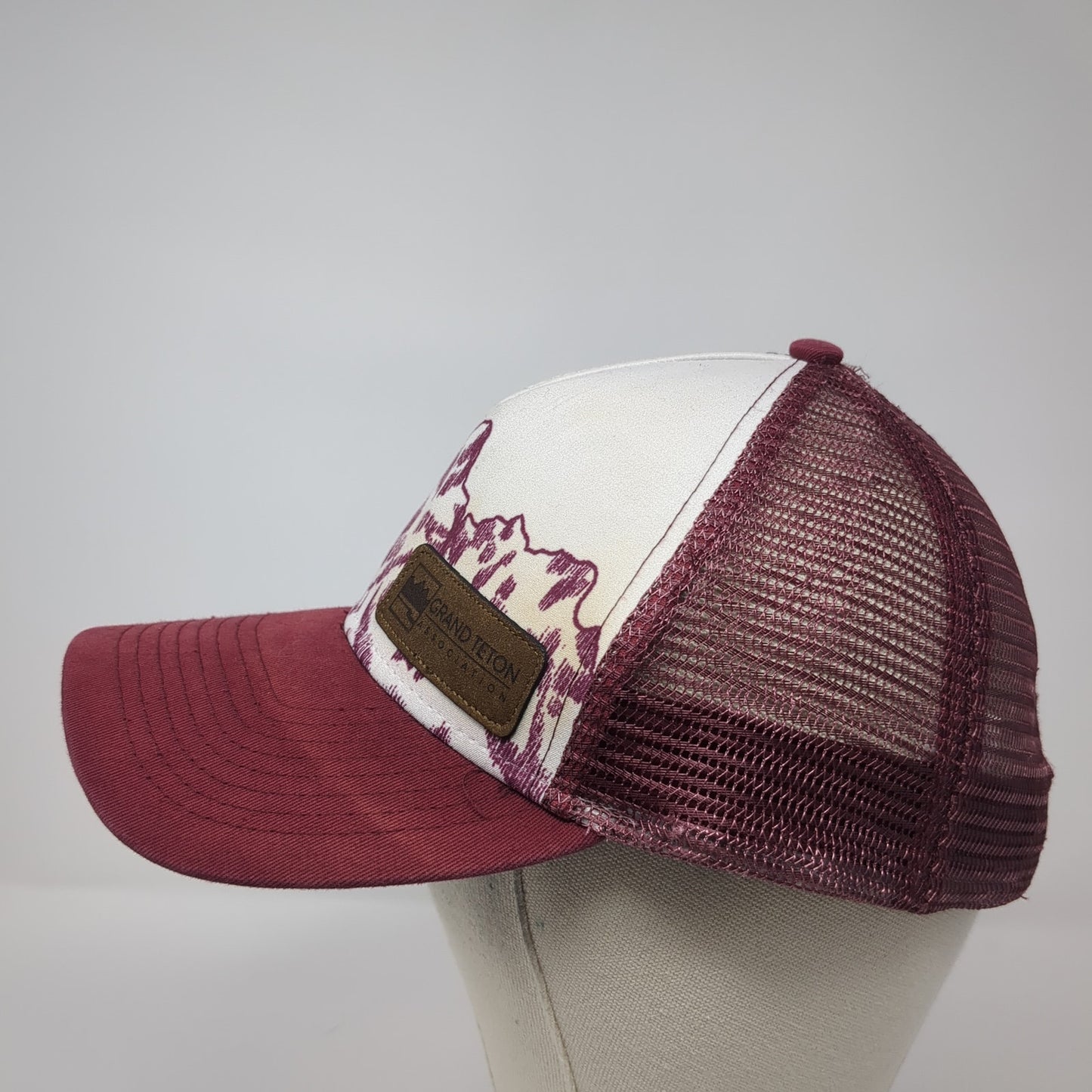 Grand Teton Association Snapback Trucker Hat Red One Size Mesh Back