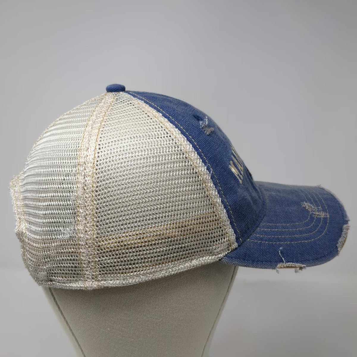 Headmost Trucker Hat Blue One Size Mammoth Cave Kentucky Mesh Snapback Frayed