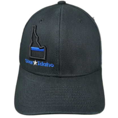 Pacific Headwear Baseball Cap Black 7 3/8 Idaho Star Thin Blue Line Hat PacWest