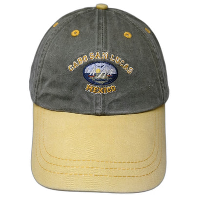 Yacht Club Baseball Cap Green Yellow One Size Cabo San Lucas Mexico Logo Hat