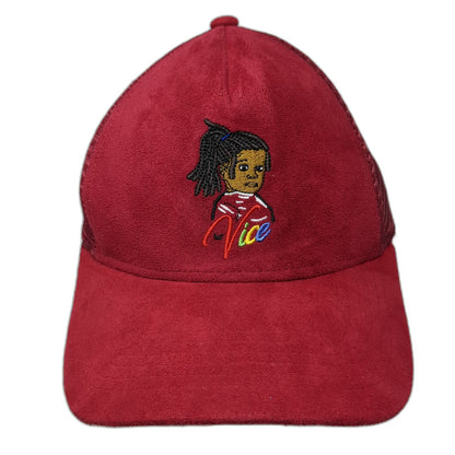 Vice Girls Red One Size Graphic Mesh Back Trucker Snapback Embroidery Suede Hat