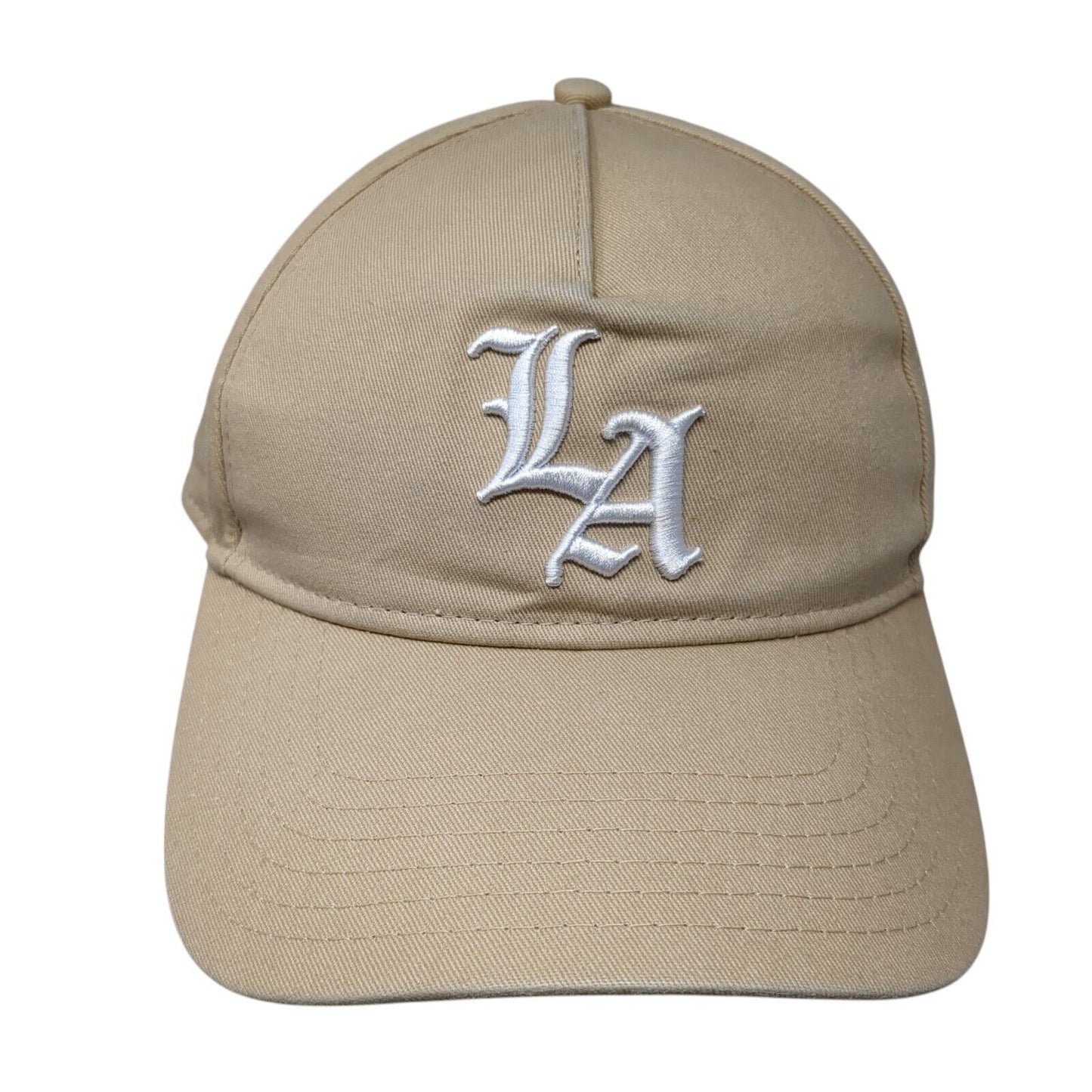 LA Los Angeles Snapback Hat Tan One Size Adjustable Embroidered Cotton:On