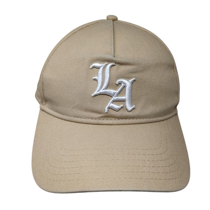 LA Los Angeles Snapback Hat Tan One Size Adjustable Embroidered Cotton:On