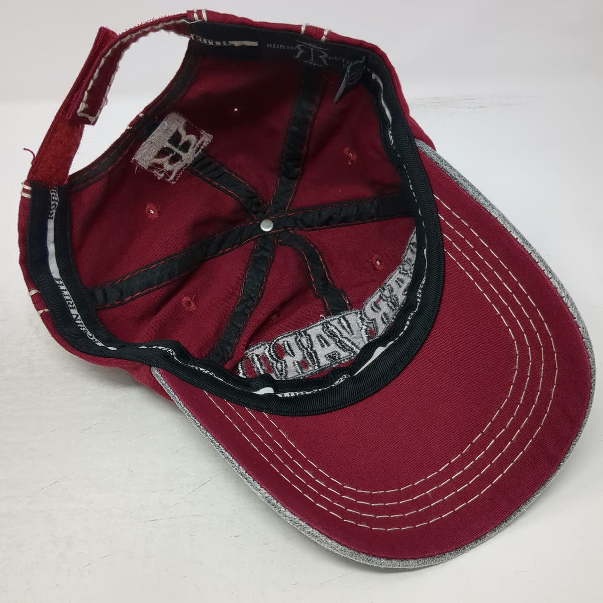 Robin Ruth Harvard University Baseball Cap Red One Size Gray Brim Strapback Hat