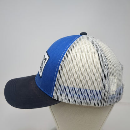 Marmot Trucker Hat Blue One Size Mesh Back Mountain Patch Snapback Curved Brim