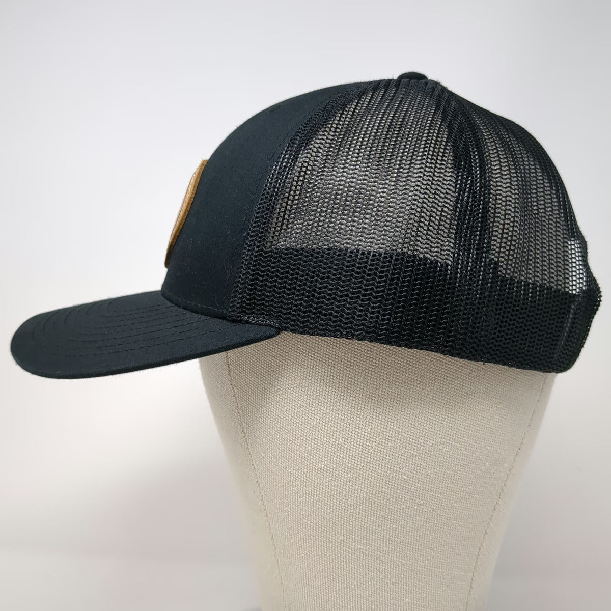 Richardson Trucker Hat Black One Size Hadley Creek Outfitters Leather Patch Deer