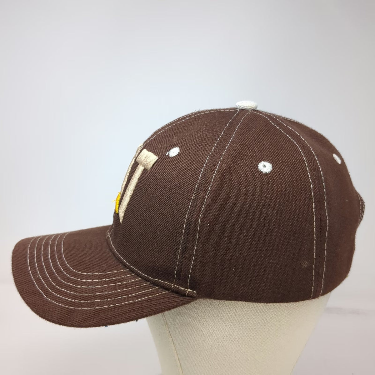 Caterpillar Baseball Cap Brown One Size Logo Strapback Contrast Stitching Hat