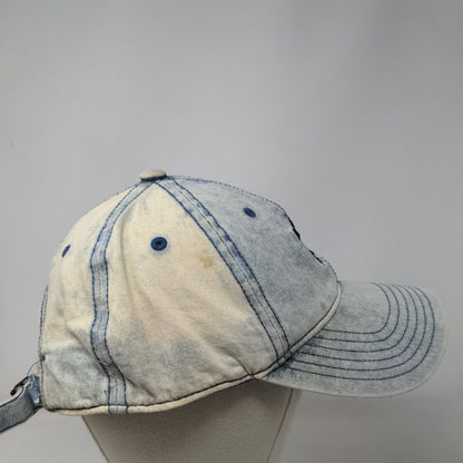 Adidas Slideback Hat Blue OS Adjustable Embroidered Trefoil Acid Wash Denim