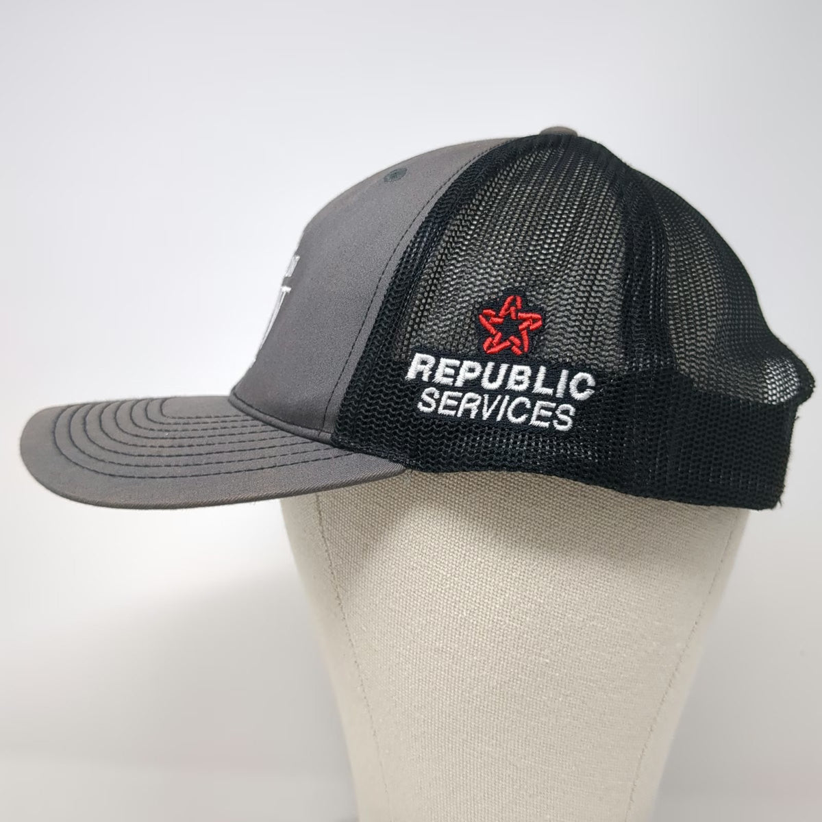 Richardson Trucker Hat Gray Black One Size Republic Services Mount Pleasant TX
