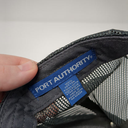 Port Authority Snapback Mesh Back Trucker Hat Gray One Size Logo Outdoor