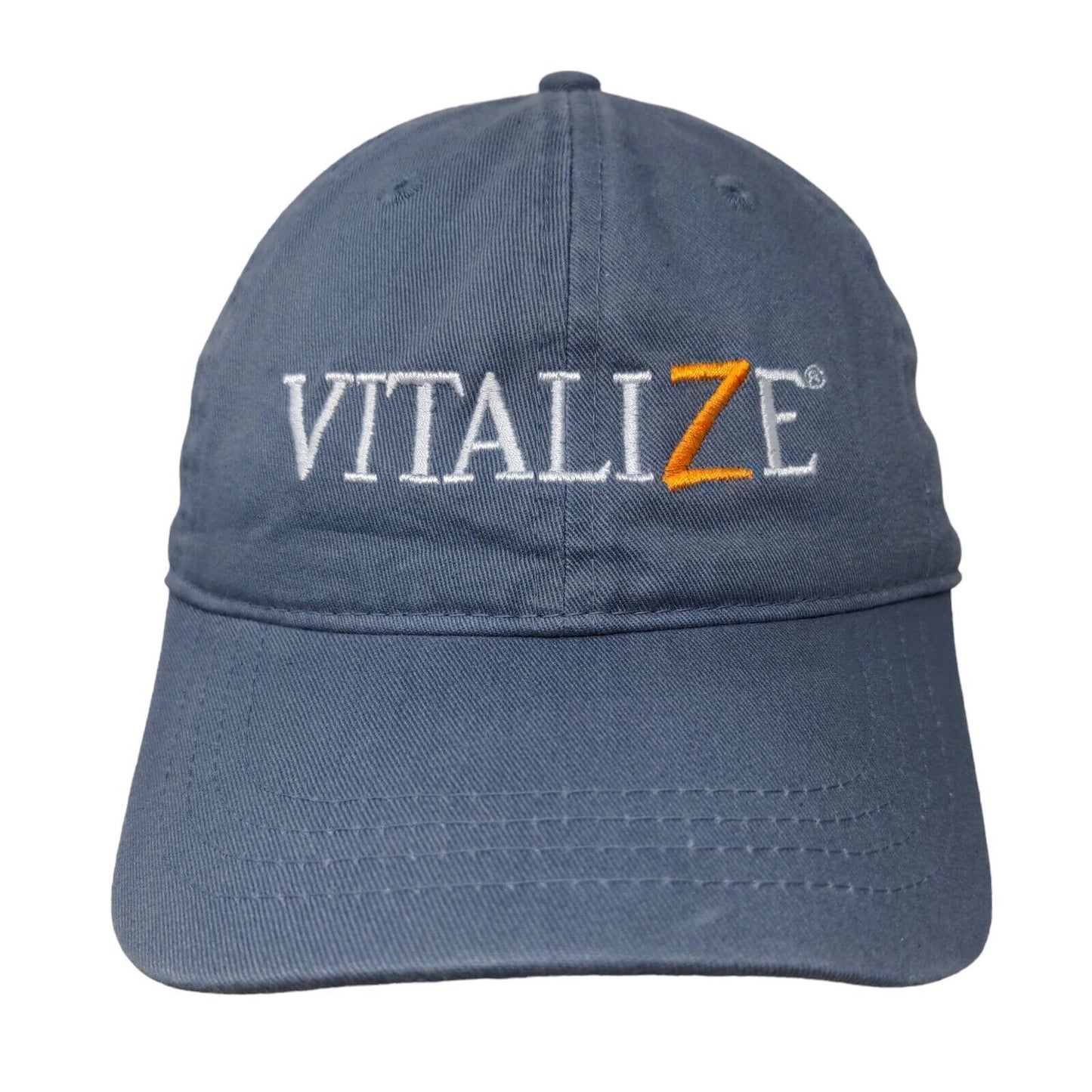 Vitalize Strapback Hat Blue OSFM Adjustable Embroidered Vented Holes 6 Panel OC