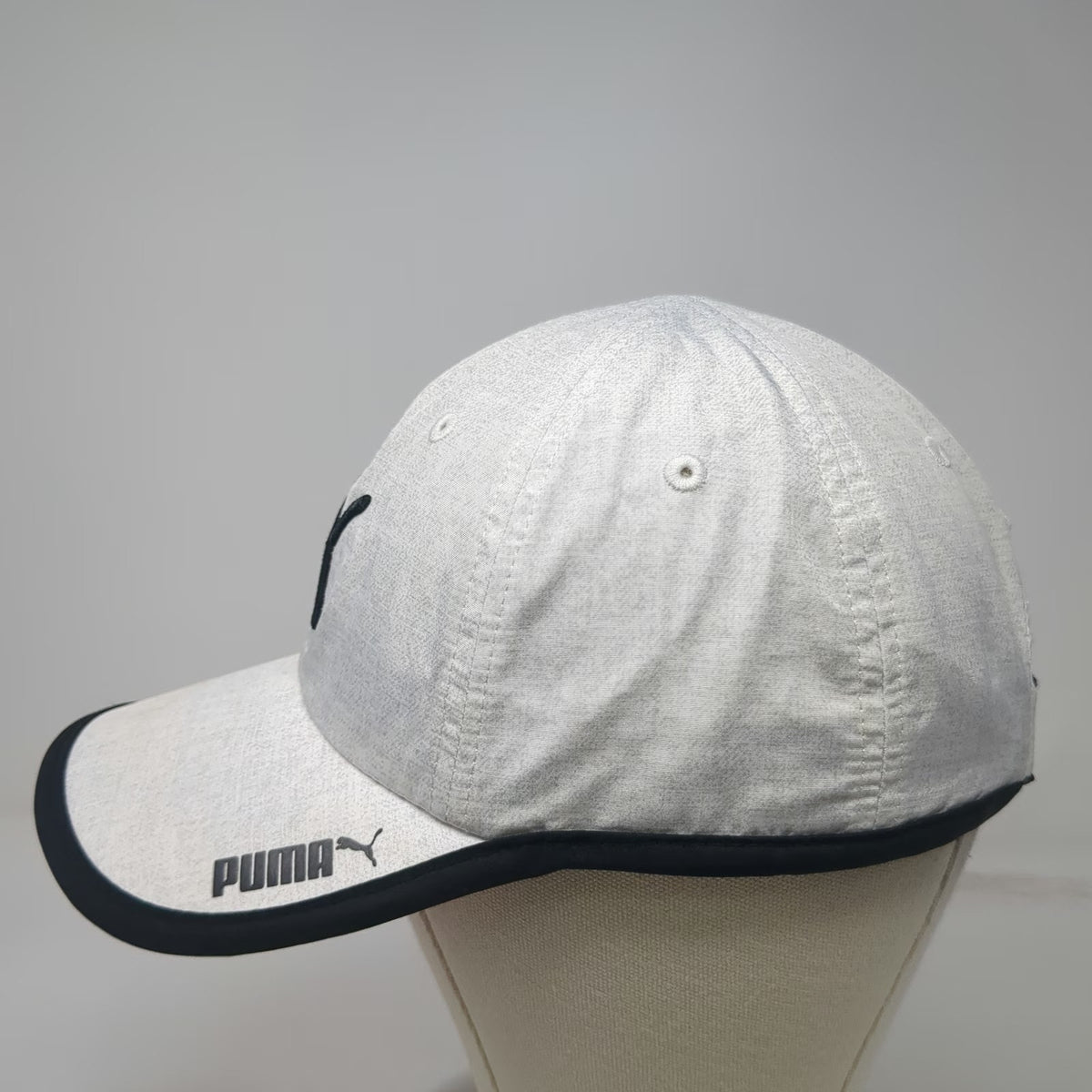 Puma Baseball Cap Gray Black Pink One Size Cat Logo Strapback Curved Brim Hat