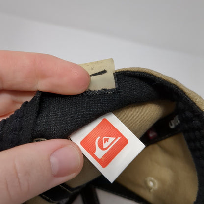 Quiksilver Fitted Hat Tan One Size Lightweight Embroidered Vented Holes 6 Panel