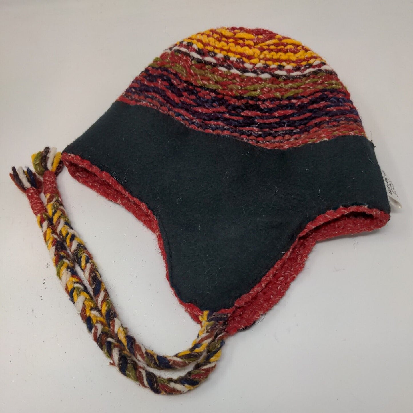 Artesanias Inc Men's Knit Beanie Trapper Hat Multicolor Wool Blend Made Ecuador