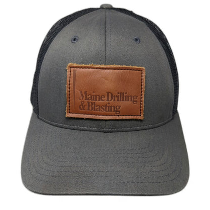 Richardson Trucker Hat Gray Black L Snapback Maine Drilling Blasting Leather
