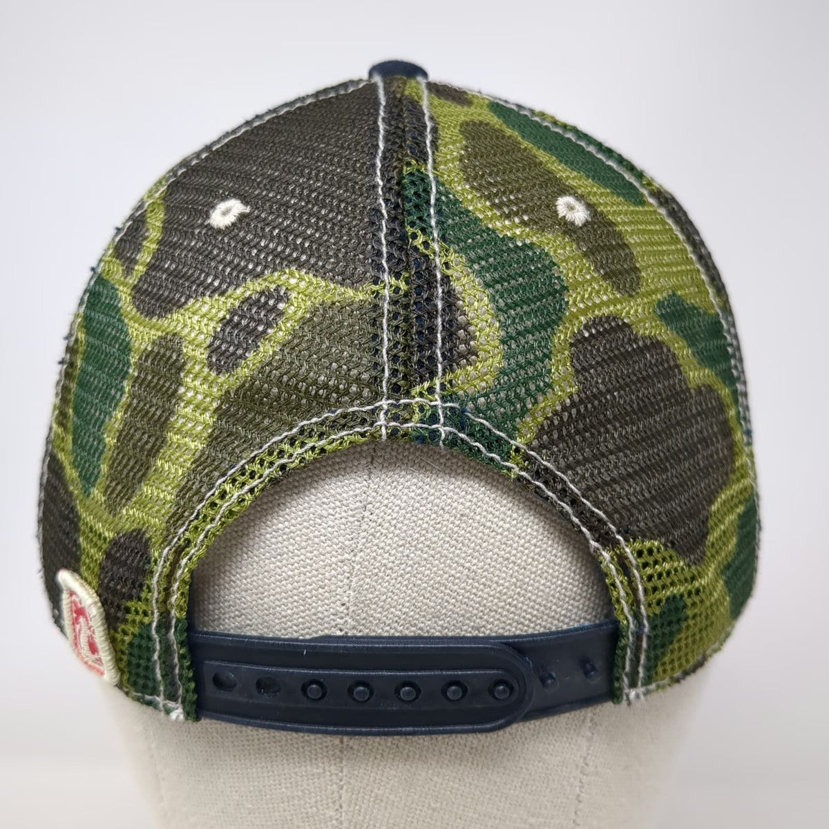 Big Authentic Rough Wear Trucker Hat Blue One Size Buck's Stop N Shop Camo Mesh