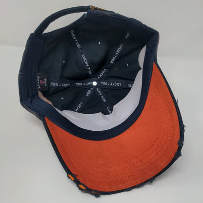 Honduras Roatan Slideback Hat Blue OS Adjustable Distressed W/Tags Lucky 7 USA