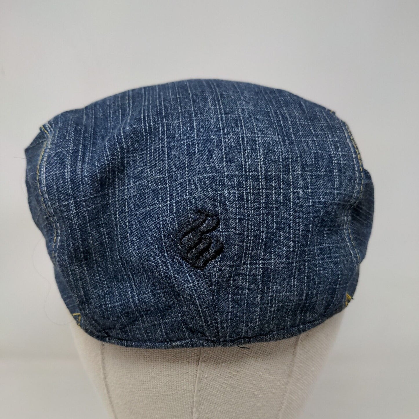 RCRW Denim Cabbie Flat Cap Blue Size OS Embroidered Logo 100% Cotton