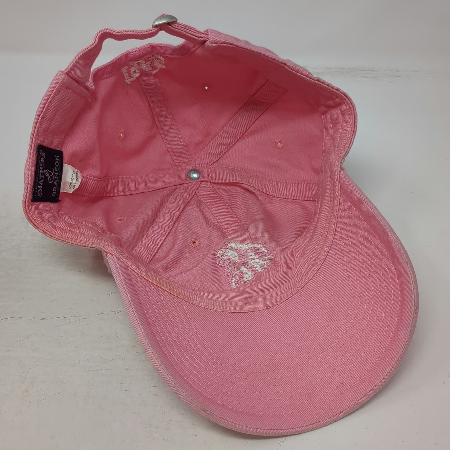 Smathers & Branson Baseball Cap Pink One Size 1965 Needlepoint Adjustable Hat