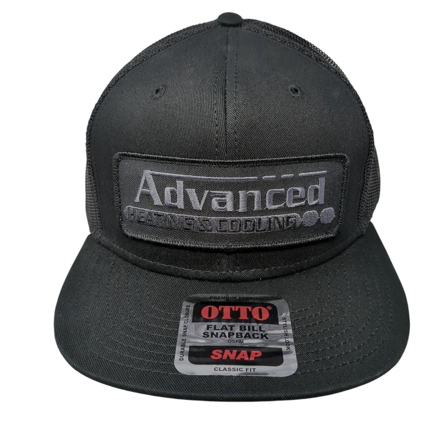 Advanced Heating & Cooling Snapback Trucker Hat Black One Size Flat Bill