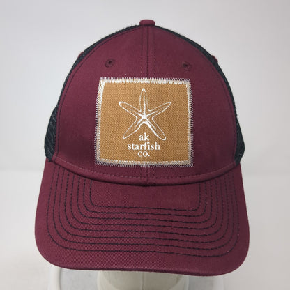AK Starfish Co. Patch Snapback Trucker Hat Red One Size Mesh Back Ouray