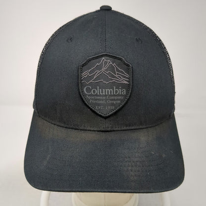 Columbia Trucker Hat Black One Size Mesh Back Patch Snapback Portland Oregon