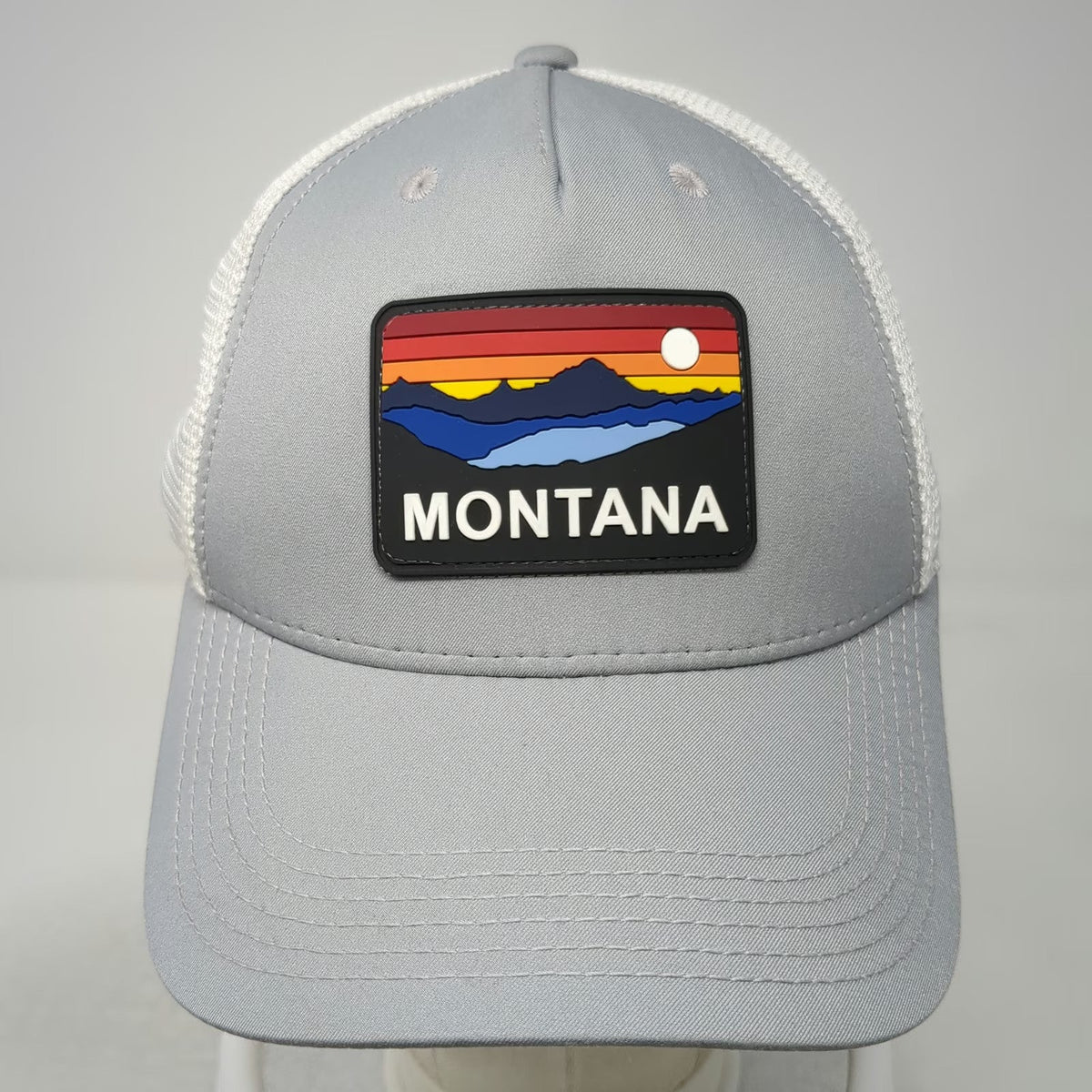 Legacy 5 Panel Gray Hat Montana Mountain Patch White Mesh One Size Strapback