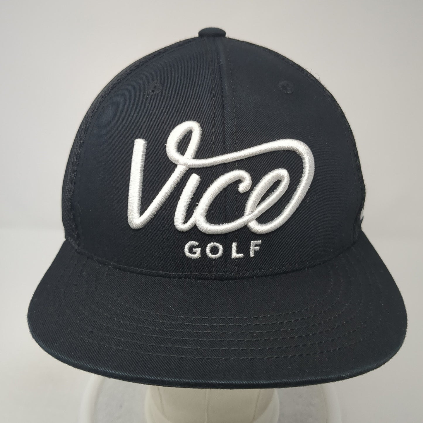 Vice Golf Snapback Hat Black One Size Adjustable Embroidered Breathable Mesh