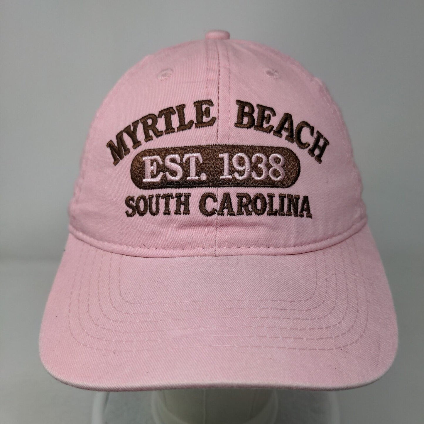 Myrtle Beach South Carolina Est. 1938 Strapback Hat Pink OSFA Embroidered ESY
