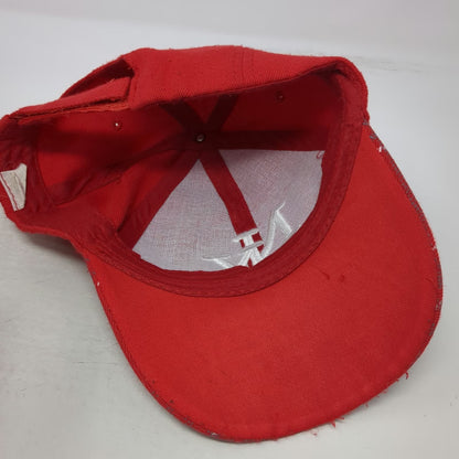 Red Baseball Cap One Size NY Logo Plaid Houndstooth Strapback Adjustable Hat