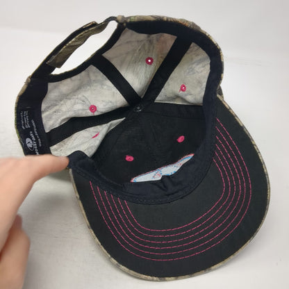 Mossy Oak Baseball Cap Brown One Size Camo Pink Blue Logo Strapback Hat Outdoor