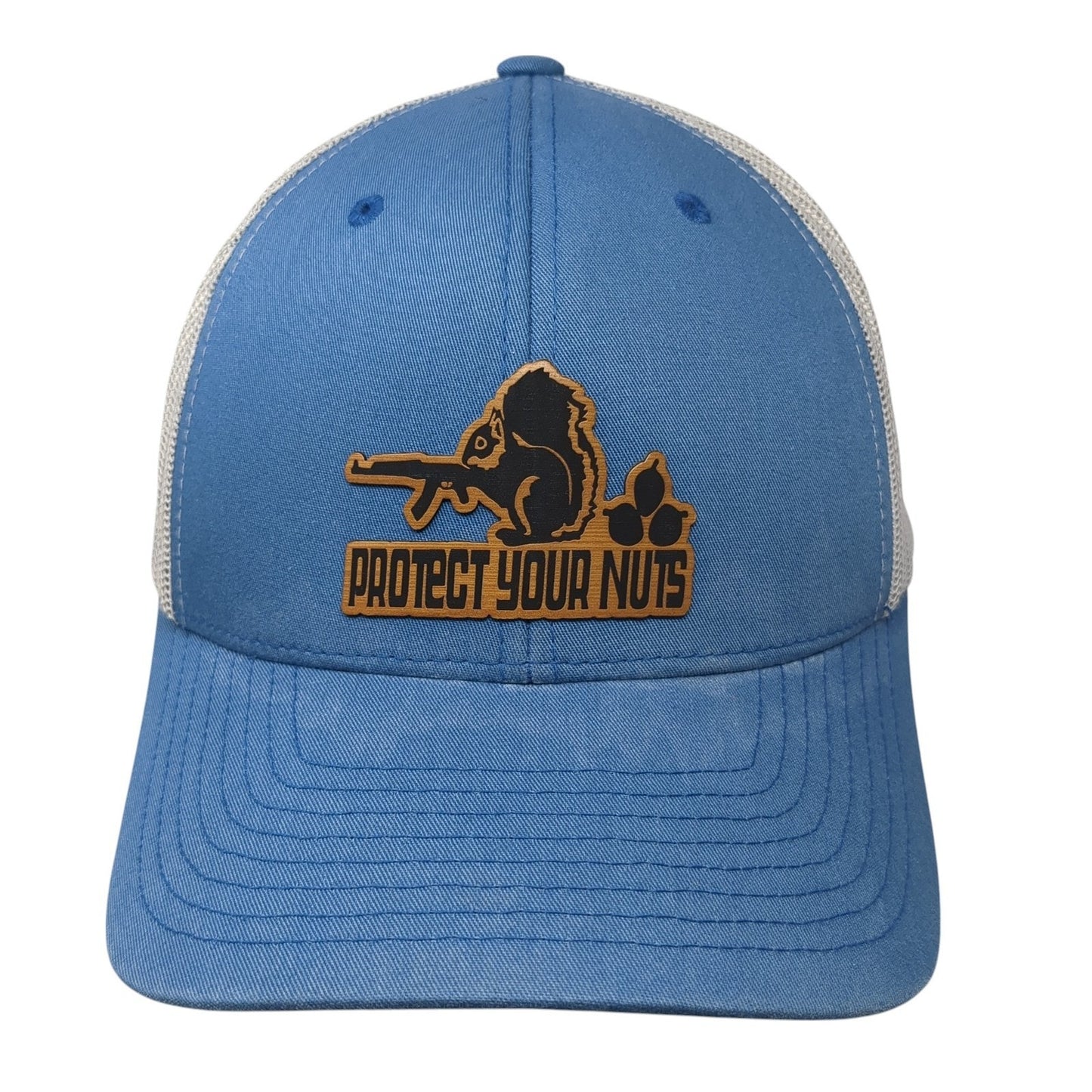 Protect Your Nuts Trucker Hat Blue OS Adjustable Mesh Back Classics Yupoong