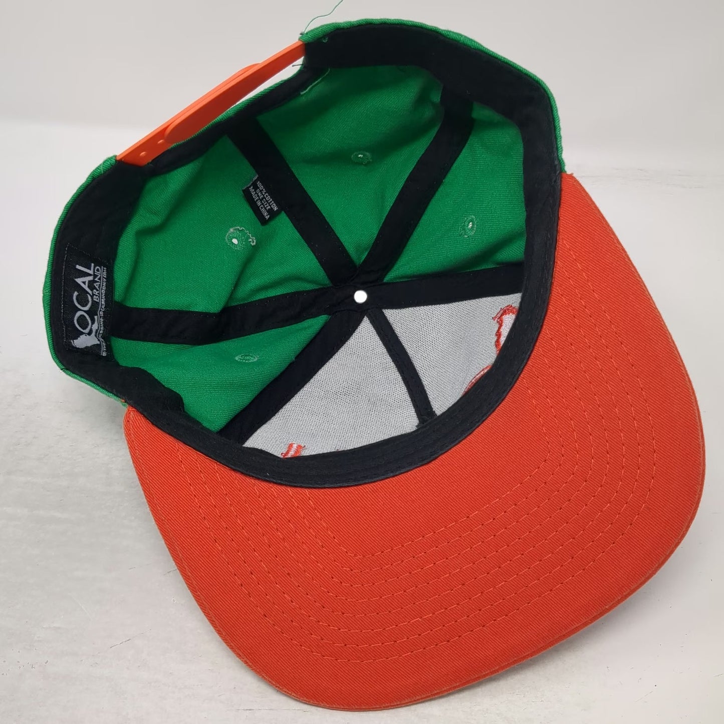 Local Brand 5 Panel Hat Green Orange One Size Florida Map Flat Brim Snapback