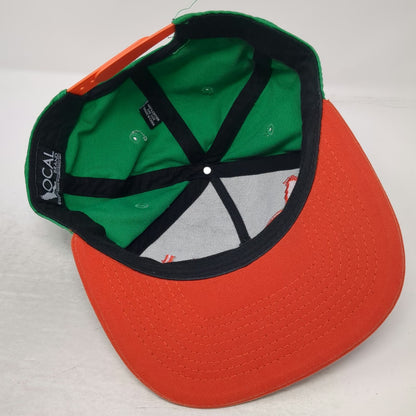 Local Brand 5 Panel Hat Green Orange One Size Florida Map Flat Brim Snapback