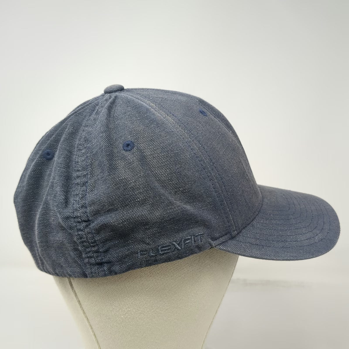 Quiksilver Baseball Cap Blue XL Flexfit Linen Blend Embroidered Logo Stretch Hat