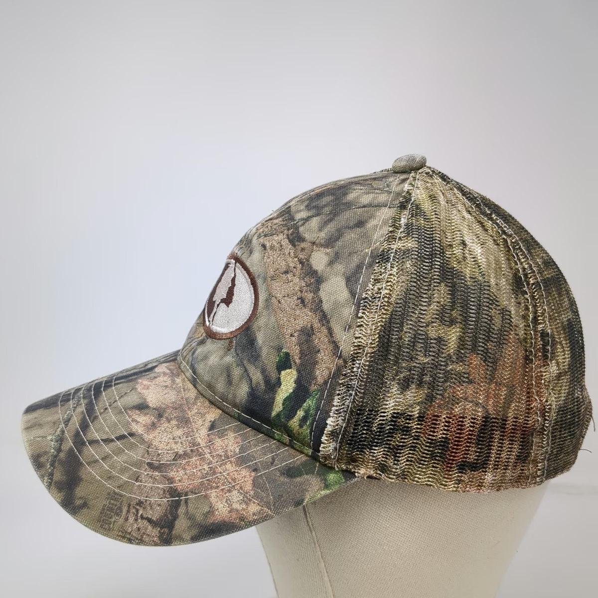 Mossy Oak Baseball Cap Green One Size Camouflage Mesh Logo Strapback Hat