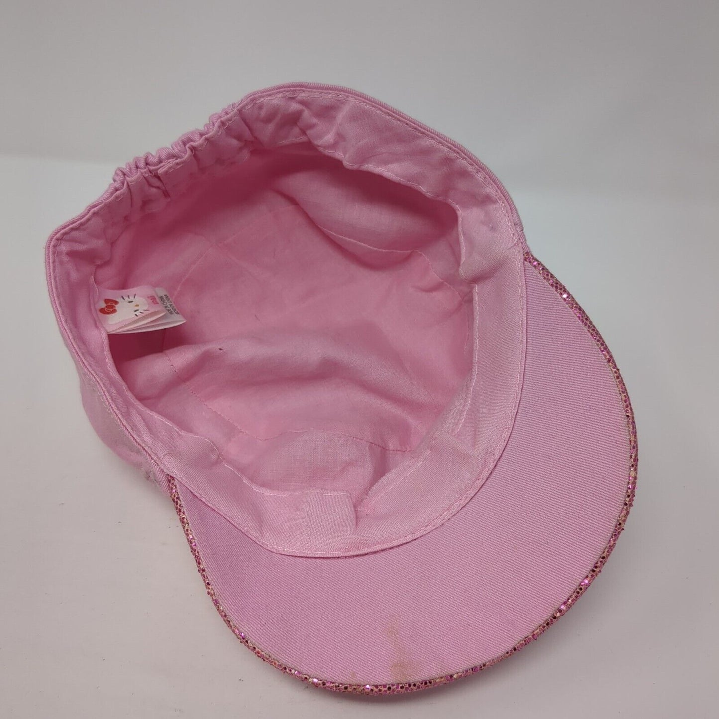 Hello Kitty Fitted Cadet Army Cap Hat Pink Small Embroidered Sparkly