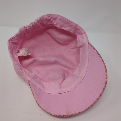 Hello Kitty Fitted Cadet Army Cap Hat Pink Small Embroidered Sparkly