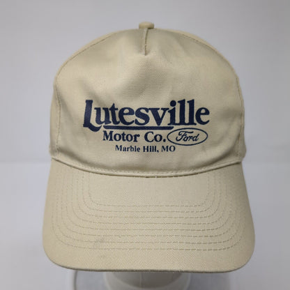 Lutesville Motor Co Ford Snapback Hat Tan OS Adjustable Vented Holes Otto