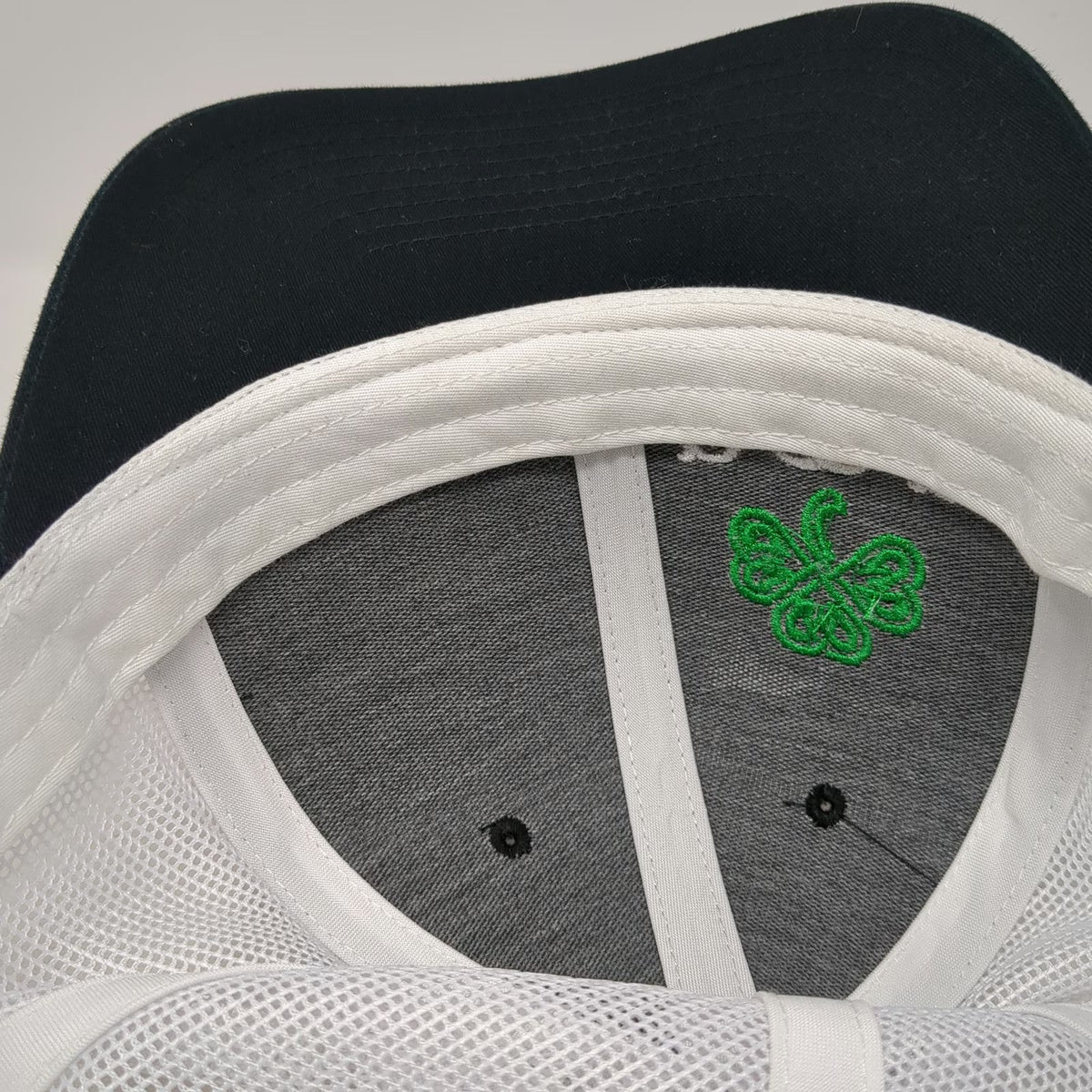 Richardson 112 Trucker Hat Black White One Size Snapback Mesh Shamrock PMB Logo