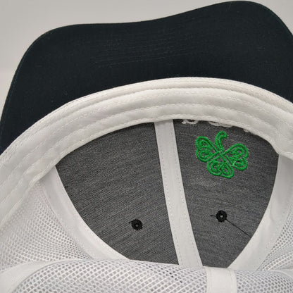 Richardson 112 Trucker Hat Black White One Size Snapback Mesh Shamrock PMB Logo