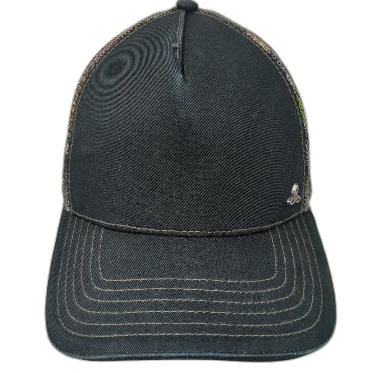prAna Trucker Hat Black OSFM Mesh Back Snapback Breathable Floral Print Casual