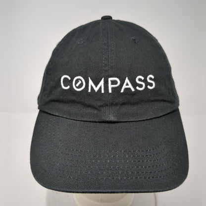 Compass Slideback Hat Black One Size Adjustable Embroidered 6 Panel