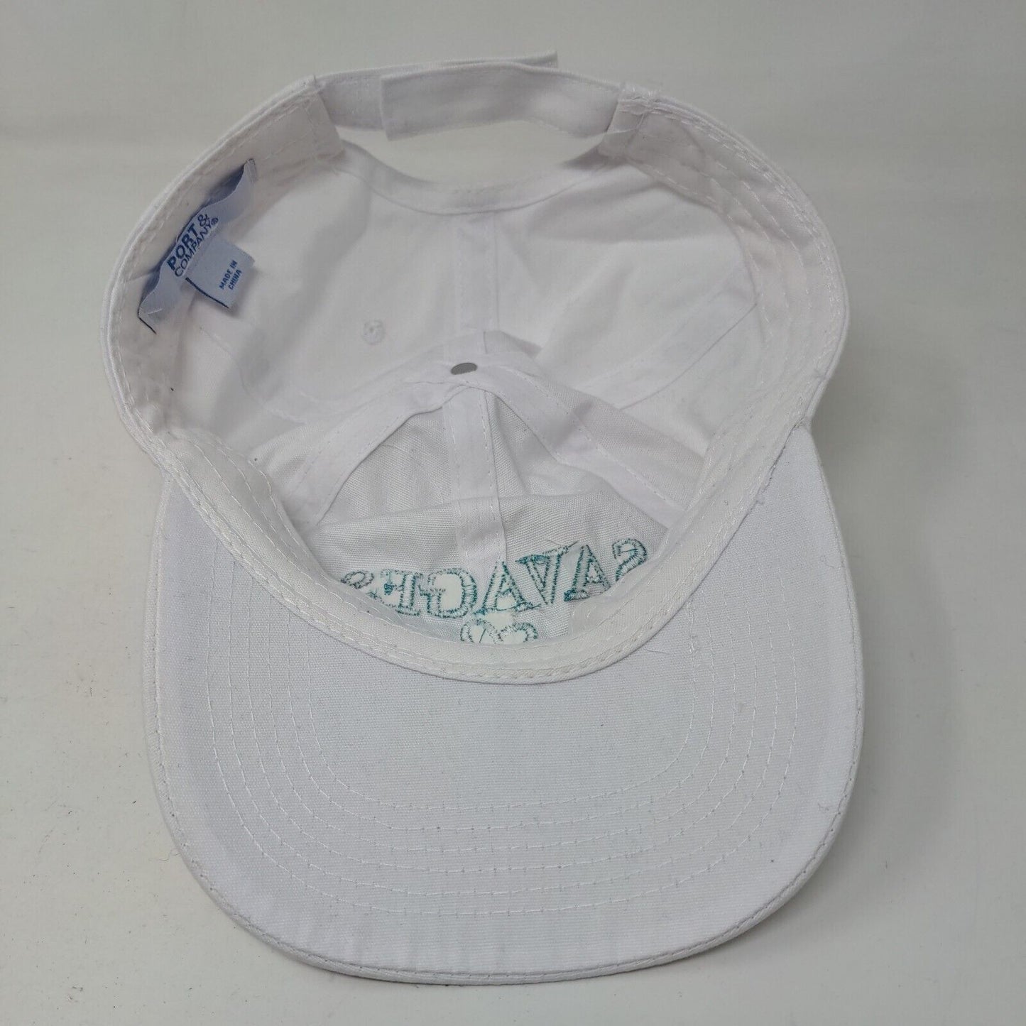 Port & Company Men's Strapback Hat White Embroidered Savages Heart Logo Cotton