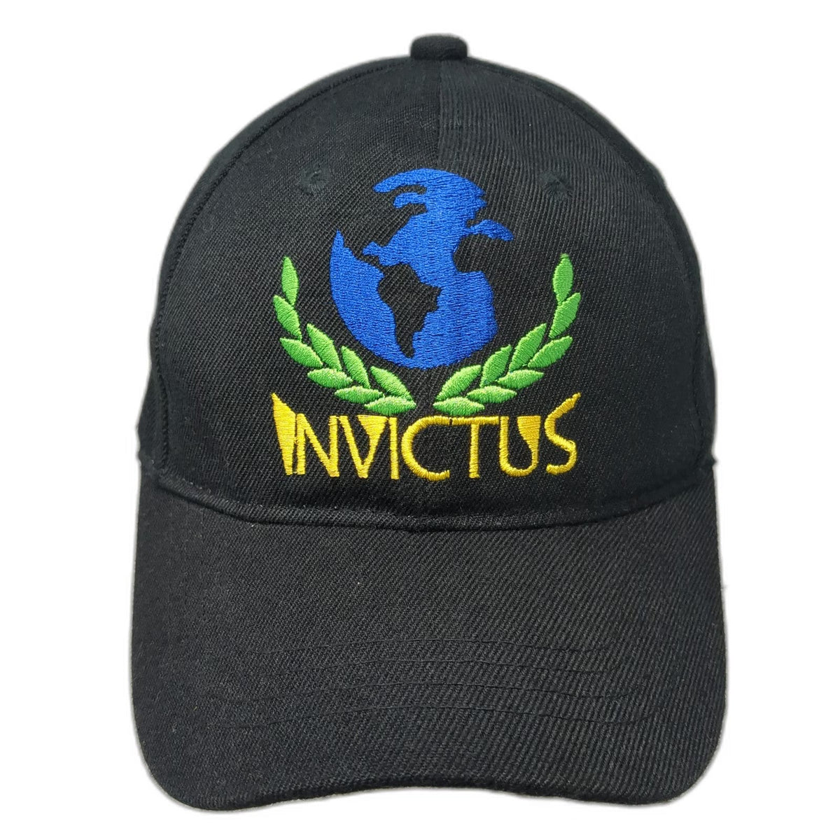 Remo Invictus Embroidered Globe Laurel Wreath Black Baseball Cap Hat One Size