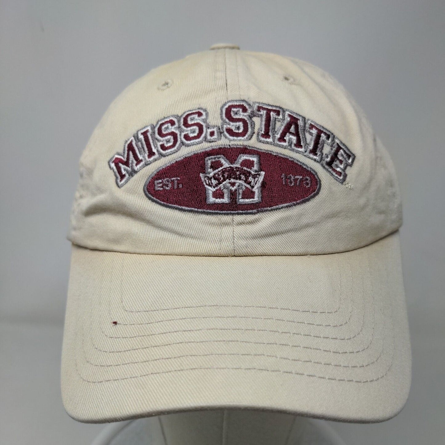 T.E.I Men's Strapback Hat Tan OSFA Embroidered Mississippi State Logo