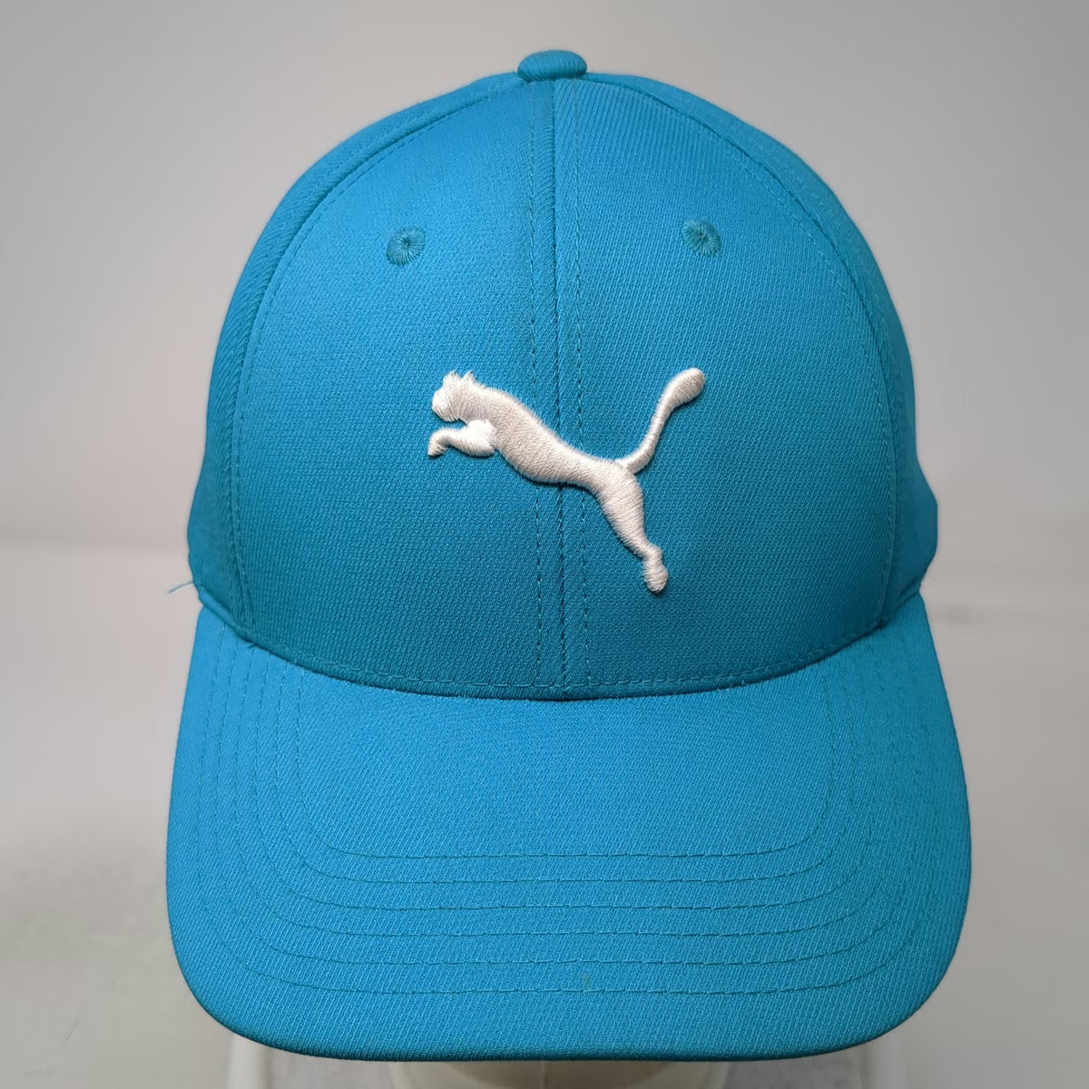 Puma Blue Snapback Hat One Size White Embroidered Logo Athletic Baseball Cap