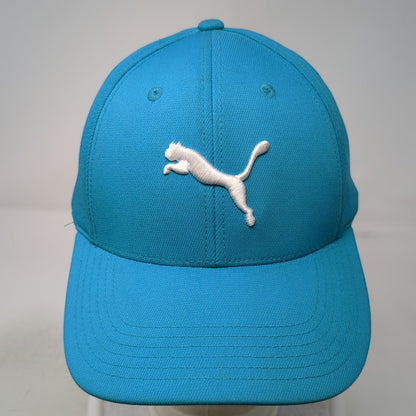 Puma Blue Snapback Hat One Size White Embroidered Logo Athletic Baseball Cap