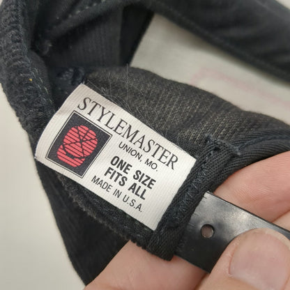 Stylemaster 5 Panel Black Hat One Size Corduroy Snapback Made in USA Carboline