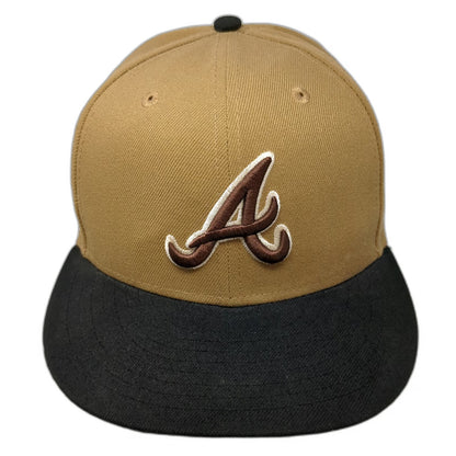 New Era MLB Atlanta Braves Baseball Cap Brown Black 7 1/8 30th Season Patch Hat